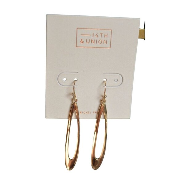 14th & Union Gold Tone Oval Drop Earrings Nickel Free Dangle Jewelry - Picture 4 of 5